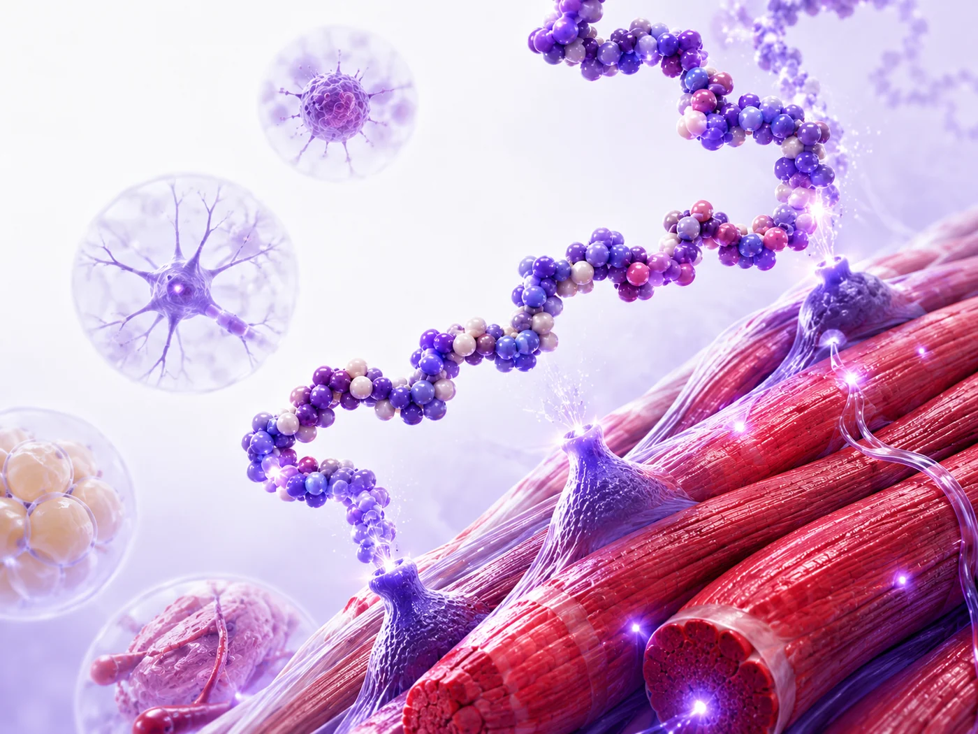 Precision peptide signaling over healthy muscle fibers